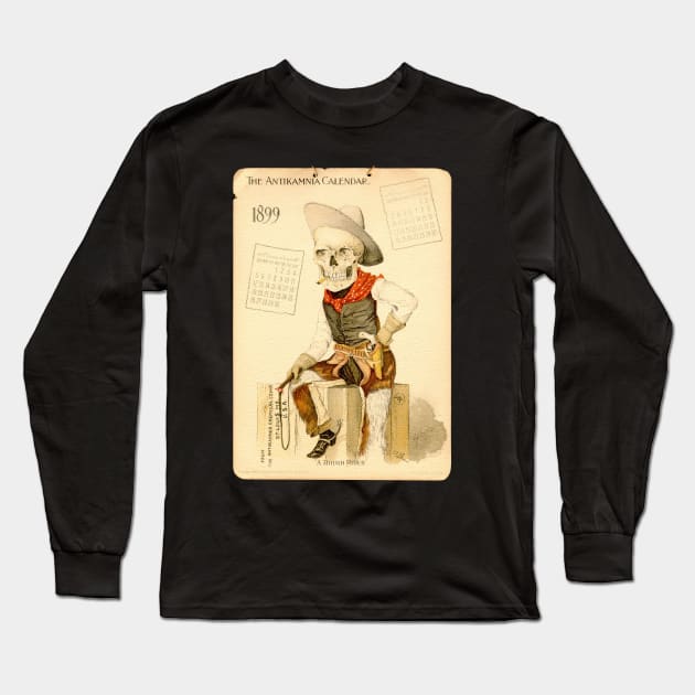 Vintage Skeleton Cowboy Long Sleeve T-Shirt by pocketlama